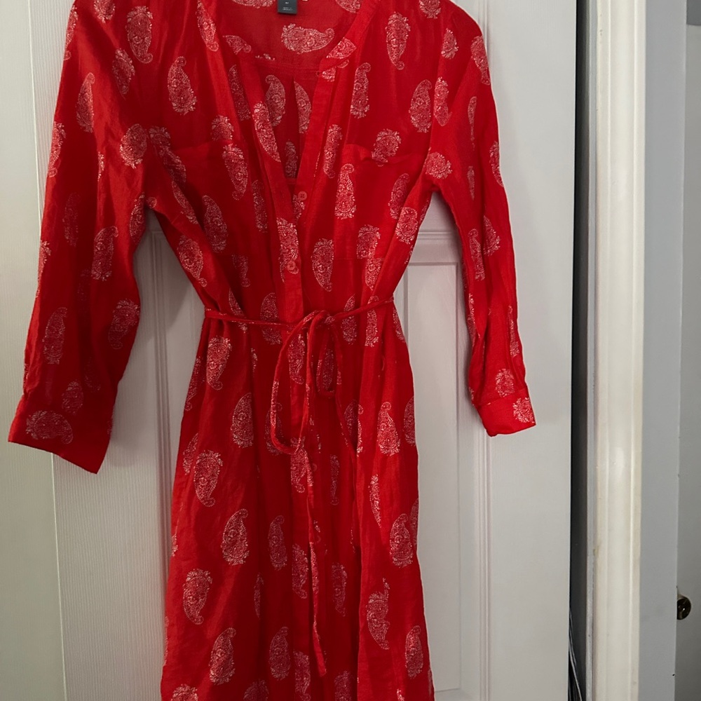 Elegant Red Paisley Women's Dress